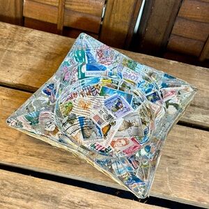Vintage Handmade Stamp Ashtray | Unique One of a Kind Memorabilia Ashtray